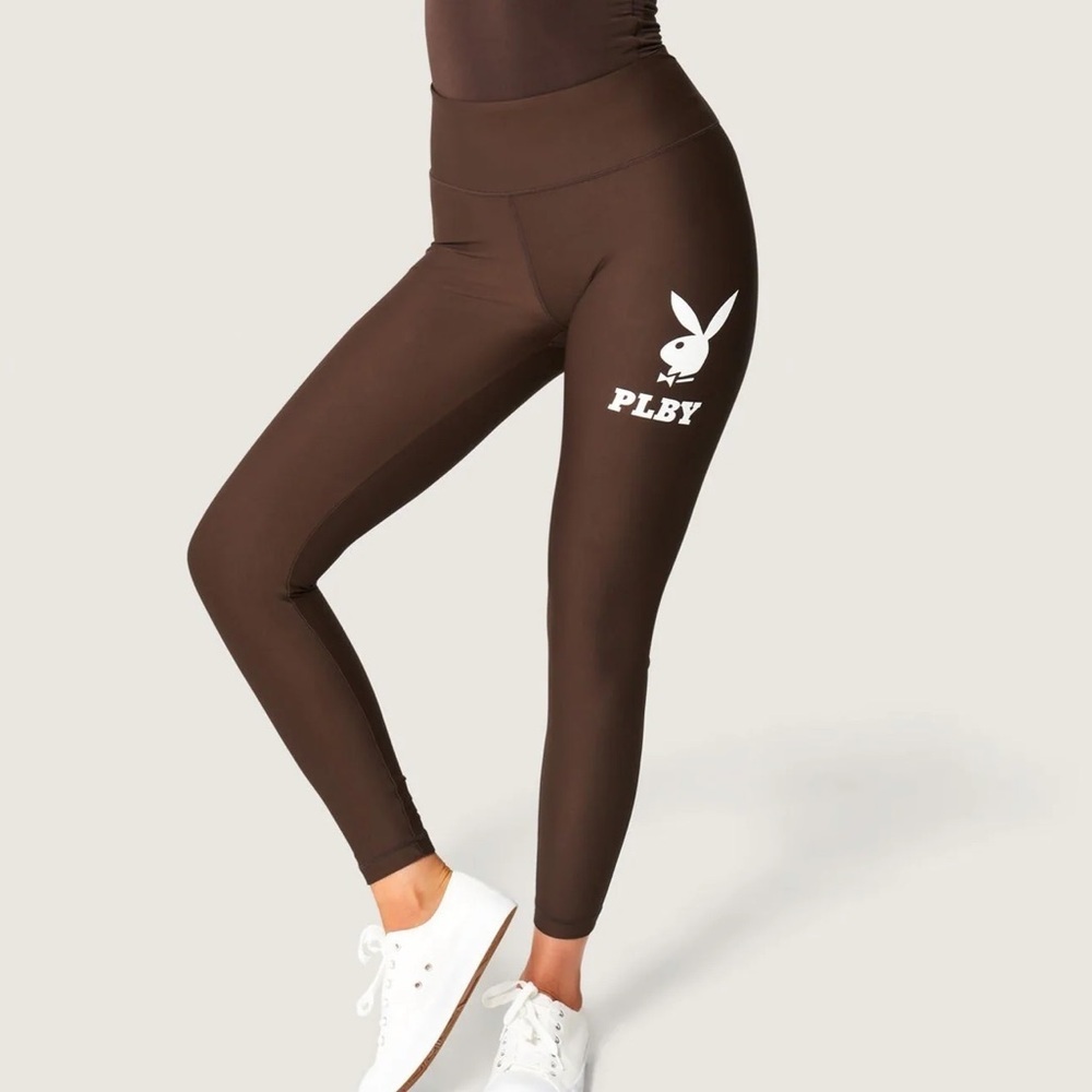 045 PLAYBOY Sz S Women's Rabbit Head Legging Brown - Size Small